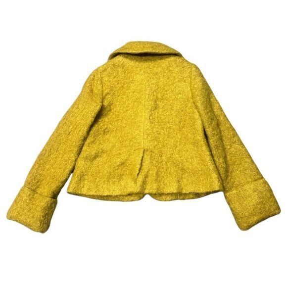 Elevenses Anthropologie Vintage Gold-Green Mohair Retro Wool Jacket Size 6 - Picture 4 of 8